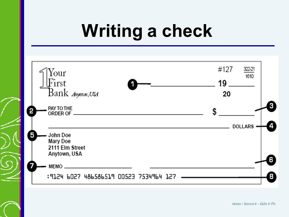 Writing a personal check to someone